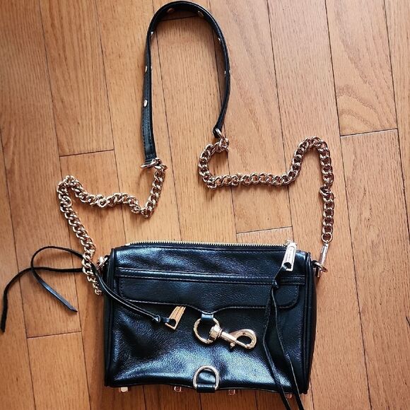 Rebecca Minkoff Black Crossbody Bag with Gold Chain - Picture 2 of 4